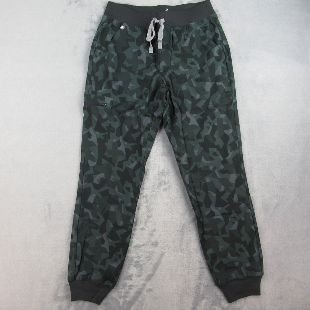 FIGS Printed FreeX Zamora Jogger Scrub Pants Womens Small Green Geometric
